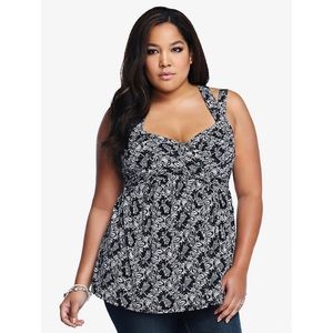 Torrid Lace Print Crisscross Babydoll Tank